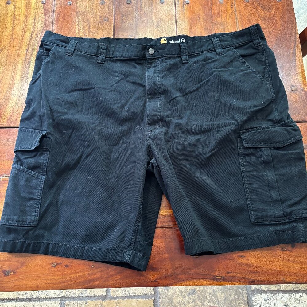 Carhartt Short Men's Size 52 Black Cargo Relaxed Fit Rugged Flex Canvas